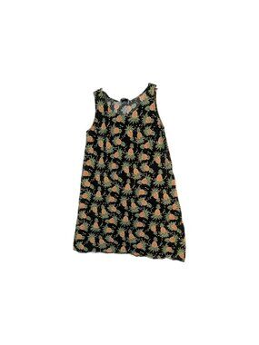 Vintage Pam Hana Hawaii Womens Size S Black Pineapple A Line Dress Luau